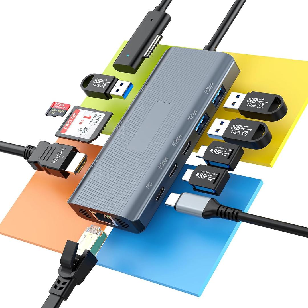 New for Microsoft Surface Docking Station 11-in-1 Surface Dock 2 4K@60HZ HDMI USB C Travel Dock for Microsoft Surface Pro 12/11/10/9/8/X/7/6/5/4,Surface Laptop 6/5/4/3/2/1,Laptop Go 3/2/1,Surface Book (Blue)