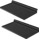 PEKGRIL 17X8 Inch Large Slatwall Shelves Set of 2, Metal Slat Wall Shelves Accessories, Flat Display Shelves for Slat, Metal Retail Display for Storage and Organization, Black