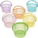 Fun Express Easter Baskets Bulk Set of 12 - Small Colorful Plastic Round Baskets for Easter Egg Hunts, Party Favors & Classroom Activities | Mini Pastel Buckets for Kids - Basket Size