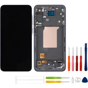 [With Frame][Support Fingerprint Function] SWARK New OLED LCD Display Compatible with Galaxy A55 SM-A556B, SM-A556B/DS Touch Screen Digitizer Assembly Replacement with Upgraded Repair Tools Kit