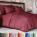 Duvet Cover Queen Size Set - Extra Soft Queen Duvet Cover 90" x 90" with 2 Pillow Shams - Hotel Luxury, Easy Care & Fade Free w/ Zipper Closures & Ties - All Season, Comfy and Breathable (Burgundy)