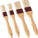 Boao 4 Pieces Natural Bristle Pastry Brush Beech Wooden Handle Basting and BBQ Brushes for Cooking, Butter, Oil, Egg, Marinade, Grilling, Baking, Kitchen Food(1 Inch, 1 1/2 Inch)