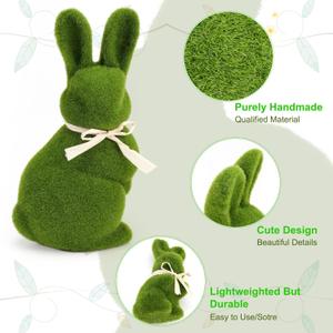 Nature Vibe  Moss Easter Bunny Home Decor,  Green Faux Moss Rabbit for Easter Decorations,Cute Bunny Figurines as Spring Decor