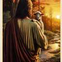 3 x ALKB Jesus and Lamb Metal Sign Wall Art Gifts for Christians.He Left The 99 to Rescue Me Sign Print Christian Home,Office,Bedroom Wall Decor 8 x 12 Inch