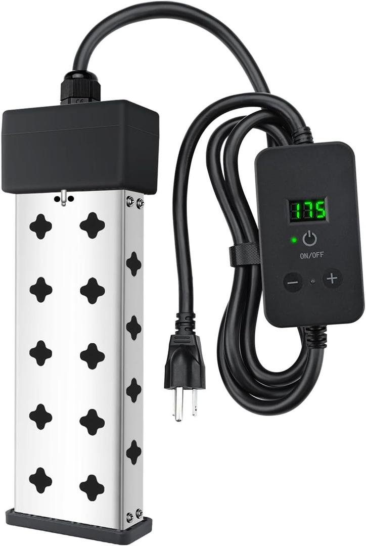 Immersion Water Heater 1800W, Portable Submersible, Real Time Temp Display, Thermostat Temp Control, Dry Burn Protection, Heating for Buckets Bathtubs Hot Tubs Above Ground and Inflatable Pools