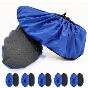 5 Pairs Non Slip Reusable Shoe Covers Waterproof Washable Boot Covers Durable Dustproof Booties Cover For Indoors Household Travel Floor Carpet Protection(Large)