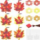Chiisong 24 Sets Maple Crafts Kit DIY Tissue Paper Sign Crafts for Back to School Fall Harvest Thanksgiving Religious Christian Party Fun Home Actives
