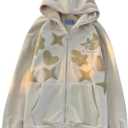 Obenie Zip Up Hoodie Women Y2K Kawaii Harajuku Clothes Gothic Web Sweatshirt Hip Hop Grunge Oversized Jacket Coat tops (XXL)