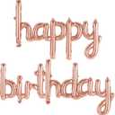 Happy Birthday Balloons Banner Foil Letters Balloons Connected, Personalized Birthday Signs for Women Men Boys Girls Birthday Party Decorations, Small Rose Gold