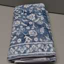 SILOLOOM Vintage Entryway Rug 2x3, Blue and White Washable Accent Rug, Non-Slip Small Area Carpet, Floral Print Faux Wool Soft Door Mat for Indoor Entrance, Front Door, Kitchen, Bedside