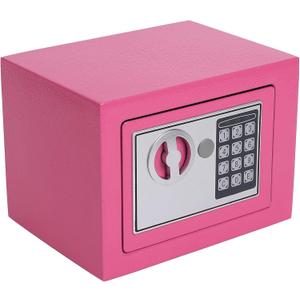 Key and Electronic Security Safe Box Digital Deposit Box for Home Office Hotel Business Lock Box for Cash Jewelry Storage (Pink, 0.17 Cubic Feet) (0.17cf)