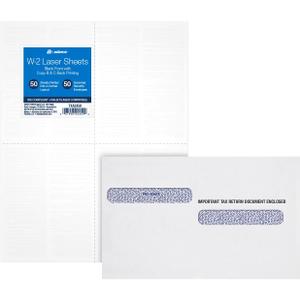 Adams W2 Forms Kit - Blank, 2023, 4-Up Employee Copies with B & C Instructions on Back - Laser/Inkjet Forms, Self Seal Envelopes, 50 Pack (TXA2450)