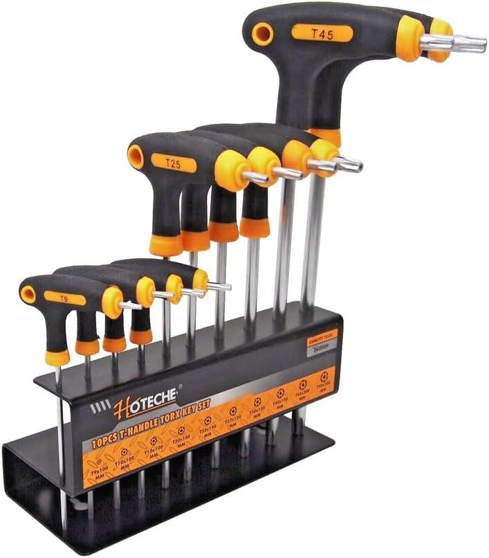 Hoteche 10PC T-Handle Torx Star Key Wrench Set 2 Drive Ends Stand Rack