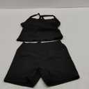 SUUKSESS Women 2 Piece Workout Sets High Waisted Tummy Control Biker Shorts Halter Padded Tank Tops (Medium, Black)