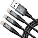 Lightning Cable 3ft 3Pack [Apple MFi Certified] Nylon Braided iPhone Charger Cable Heavy Duty Charging cord Compatible with iPhone 14/13/12/11/Pro Max/X/Xs Max/Xr /8 Plus/ 7 Plus/ 6 Plus/iPad Mini/Air (Black)