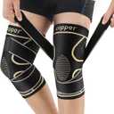 Copper Knee Braces with Strap for Knee Pain Women and Men(2 Pack), Knee Compression Sleeve for Arthritis, ACL, Meniscus Tear, Joint Pain Relief, Knee Support for Working, Running, Weightlifting(XL)
