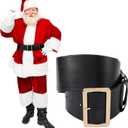 Shihanee Christmas Tooled Leather Santa Claus Belt and Buckle - 3" Wide Merry Christmas to All Cowhide Tooled Leather Belt for Party Santa Costume Cosplay