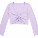 Wild Fable Ribbed,Long Sleeve, V-Neck Crop Top, Light-Violet Size S