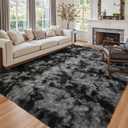 6x9 Ft Large Shag Rugs for Living Room, Tie-Dyed Ultra Soft Fluffy Furry Area Rugs for Bedroom Indoor Floor, Aesthetic Carpet for Kids Home Decor (Dark Grey)