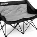 Huskfirm 2 Person Camping Chair Oversized Loveseat Camping Chair Double Camping Chairs for Adults Heavy Duty Camping Couch Black Outdoor Folding Chair Portable Patio Lawn Chair, Non-heating