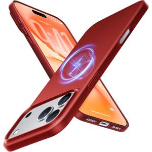 TORRAS Magnetic Slim-Fit for iPhone 17 PRO MAX Case, Ultra-Thin 17 ProMax Phone Case Compatible with MagSafe, Light Anti-Scratch Matte Hard PC Bayer 6.9 inch OriginFit, Red