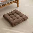 Floor Pillow, Square Floor Seating Pillow Cushion, Meditation Yoga Seat Kneeling Pillows Cushions Mat Pad, Solid Thick Tufted for Living Room, Balcony, Outdoor, 21.7x21.7 Inch (Coffee)