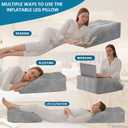 Inflatable Leg Elevating Pillow for Traveling - Leg Pillow Elevation with Eye Mask,Inflatable Leg Pillow for Swelling,Circulation,Pain Relief,Bolster Pillow Support for Ankle Recovery,Foot,Knee,Gray