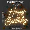Happy Birthday Neon Sign for Wall Decor, Dimmable LED Happy Birthday Light Up Sign, Happy Birthday Sign for All Birthday Party Decoration Backdrop and Any Ages Bday Celebration, Warm White