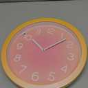 Topkey Silent Wall Clock 10 Inch Pearlescent Gradient Minimalist Design Round Mute Decorative Wall Clocks for Bedroom Office - Orange