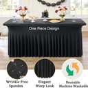 2 Pack Black Spandex Table Covers for 6 Foot Rectangle Tables, Wrinkle Free Fitted Tablecloths 6ft Stretch Table Clothes with Skirt for Parties Weddings Birthday Banquet Baby Shower