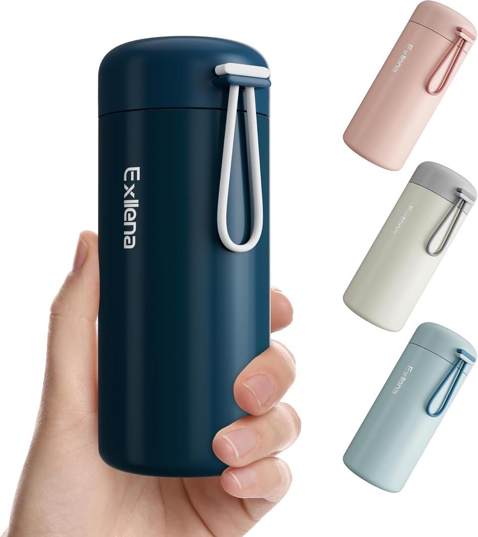 Small Water Bottle 10oz, Small Insulated Water Bottle for Hot&Cold Drinks, Water Bottle Purse with Carry Handle - 100% Leakproof Perfect for School, Travel (Dark Blue) 