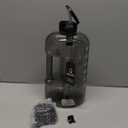 AQUAFIT 1 Gallon Water Bottle with Time Marker - Straw & Chug Lid - BPA Free Gym Water Bottle with Straw - Big Gallon Jug (Gray, 128 oz - 2 Lids)