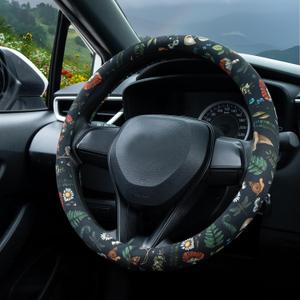 Woodland Fern Moth Dragonfly Mushroom Amanita Steering Wheel Cover Auto Steering Wheel Protector, Anti-Slip, Breathable, Absorbing Sweat, Universal Car Accessories 14.515 inch