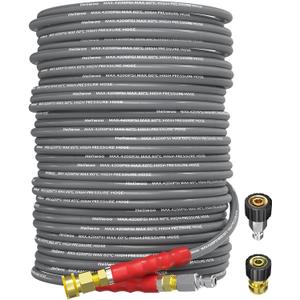 Pressure Washer Hose 200FT, 4200PSI 1/4 Inch Kink Resistant Power Washer Extension Hose, Flexible Heavy Duty Replacement Hose, Compatible with M22 14mm Fittings, High Tensile Wire Braid