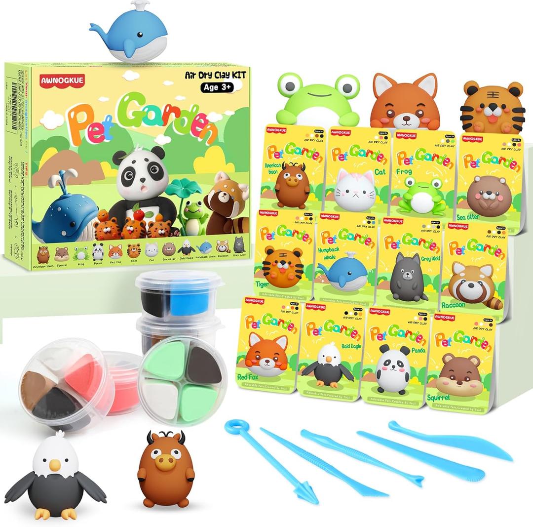 2 x Air Dry Clay for Kids12 Boxs Modeling Clay Kit with 5 Sculpting Tools, Safe Non-Toxic Model Magic Clay, DIY Art and Crafts Toy Gift, Party Home Favors for Boys, Girls, Toddler