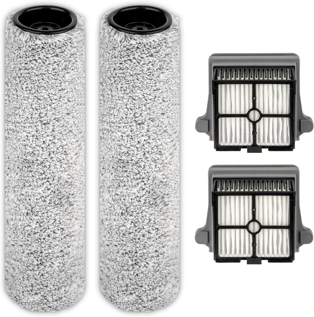 Version 2, Detachable(4 Pack) S7 Pro Brush Rollers and HEPA Filters Compatible With Tineco Floor One S7 Pro, Floor One S6 Wet Dry Vacuum Cleaner (Excluding Handle)