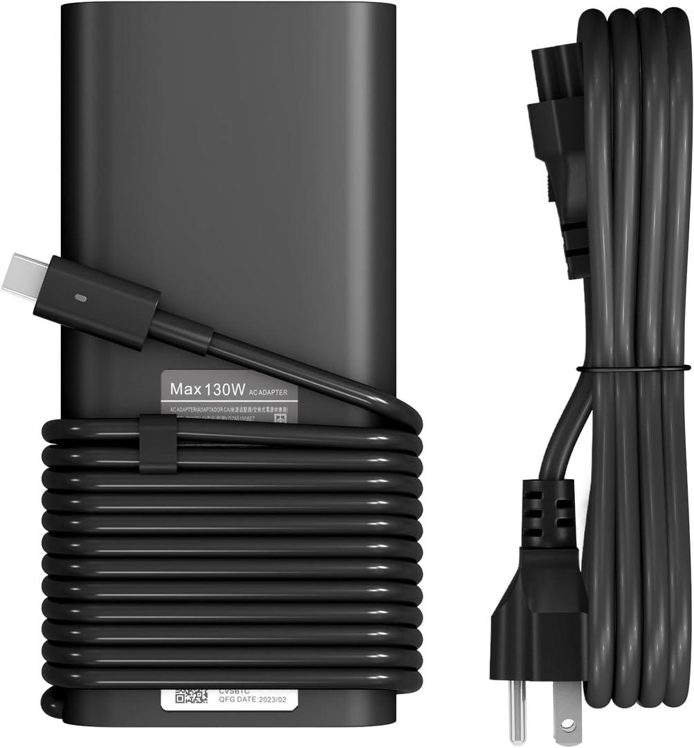 130W USB C Laptop Charger for Dell XPS 15 2in117 9520 9575 9700 Precision 5470 5480 5760 5770 3550 3560 3570 3571 2in1 Latitude 7410 7310 7210 9410 9510 9575 5420 5520 5510 AC Adapter Power Cord