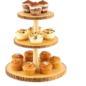3 Tier Cupcake Tower Stand,Round Dessert Display Platter,Wooden Cake Tiered Display Stand for Birthday,Wedding,Wedding,Tea Party Decoration,Baby Shower,Party