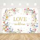 MEHOFOND Love in Bloom Bridal Shower Decorations Backdrop, Wildflower Wedding Shower Background, Spring Floral Engagement Wedding Bachelorette Party Decor Supplies Photo Booth Props 7x5ft