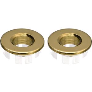 uxcell Sink Trim Overflow Cover, 2Pcs Sink Overflow Rings Bathroom Kitchen Basin Drain Cover Hole Insert in Round Caps, Gold