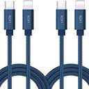 2 x RoFI USB-C to Phone 11 Charger Cable [2 Pack 2 Feet] Power Delivery Fast Charging Nylon Braided Charger Compatible for Phone 12/11 Pro Max XR Xs Max X 8 Plus 8 (2 Feet, 2 Pack Dark Blue)