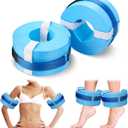 RoundFunny 2 Pcs Foam Swim Aquatic Cuffs Equipment Water Aerobics Float Ring with Detachable Hook and Loop Fastener Fitness Workout Set for Swimming Fitness Training Pool Exercise