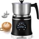 7-IN-1 Milk Frother, 20.3 OZ Milk Frother and Steamer with Temperature Control Stainless Steel Electric Milk Frother Dishwasher Safe Hot and Cold Foam for Latte Hot Chocolate Cocoa (Black)