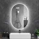 Oval LED Bathroom Mirror, 26"x 42" Frameless LED Mirror with Front Light and Backlit, Anti-Fog, Dimmable Modern Wall Mounted Lighted Mirror, Pill-Shaped Smart Mirror Bathroom