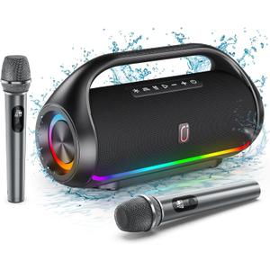 D20-T Karaoke Machine with 2 Microphones, 2024 New Portable Karaoke Speaker for Adults and Kids, Outdoor Karaoke Microphone with PA System, Super Clear Sound, TWS/Deep Bass/Echo, Best Gifts
