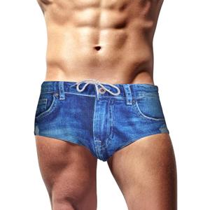 Dong Sarong Men's Swim Brief, Denim Print (Blue) S 