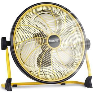 Geek Aire 16" Portable Battery Operated Floor Fan, Metal High Velocity Fan