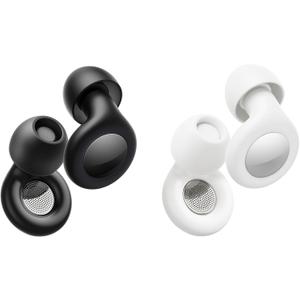 Ear Plugs for Sleeping Noise Cancelling, Reusable Silicone Ear Plugs for Noise Reduction with 8 Ear Tips, Earplugs for Sleep, Concerts, Travel, Snoring (Black + White, One Size)
