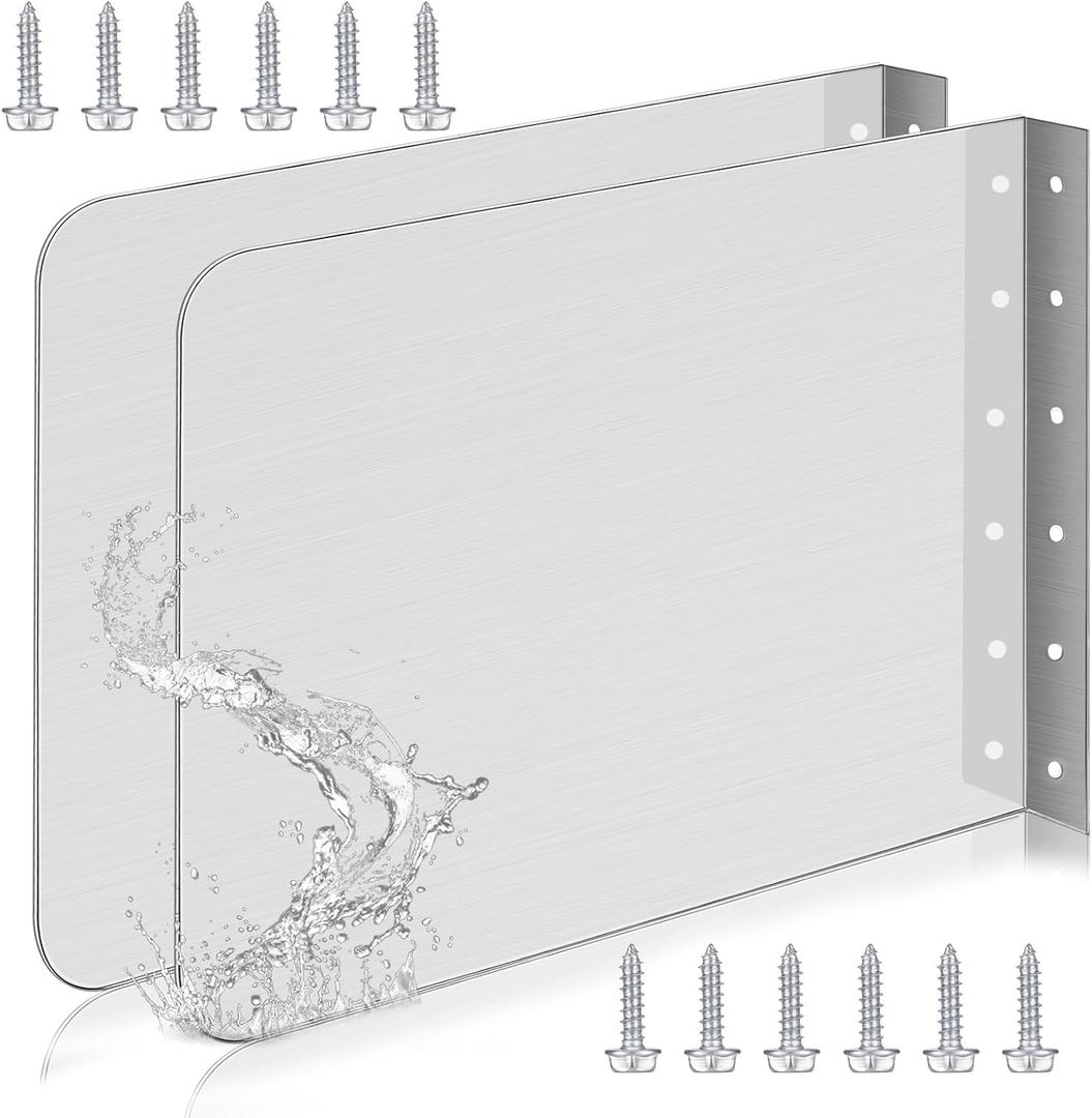2 Pack Sink Splash Guard for Kitchen Sinks Area Stainless Steel Sink Splash Protector Wall Mount Guard with Screws for Kitchen Restaurant Bar Bathroom(16'' x 12'')