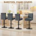 Crystal Velvet Bar Stool Covers with Backs, Soft Stretch Bar Chair Covers Set of 6 with Elastic Band Washable Counter Height Chair Slipcover for Pub Cafe Kitchen Room (Dark Grey, 6 PCS)